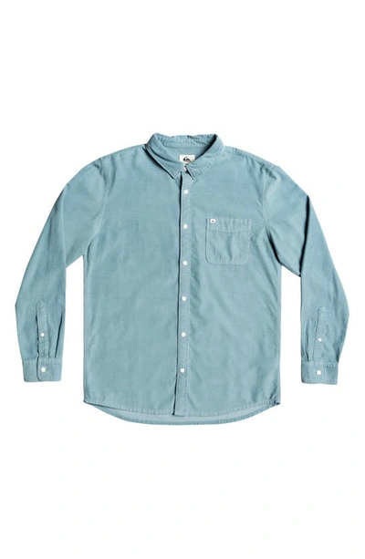 Shop Quiksilver Smoke Trail Button-up Corduroy Shirt In Citadel Blue