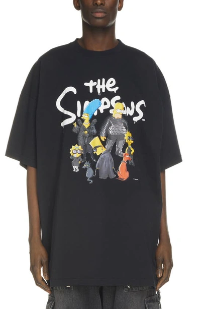 Shop Balenciaga The Simpsons™ Oversize Graphic Tee In Black