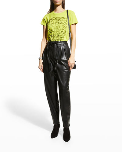Shop Mother The Twisty Tie Bounce Hover Pleated Faux-leather Pants In Wax On Wax Off