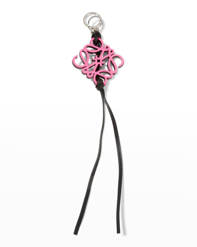 Shop Loewe Anagram Logo Key Chain Charm In 7540 Neon Pink