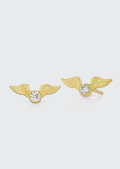 Shop Anthony Lent Tiny Flying Diamond Stud Earrings In 18k Yellow Gold In Yg