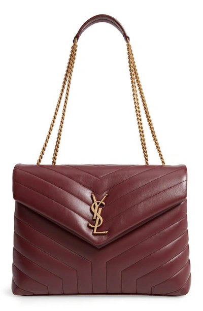 Shop Saint Laurent Medium Loulou Matelassé Leather Shoulder Bag In Rouge Legion