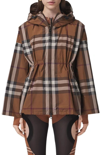 Shop Burberry Bacton Check Hooded Jacket In Dark Birch Brown Chk