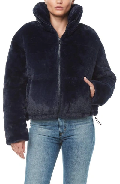Shop Apparis Billie Faux Fur Puffer Jacket In Navy Blue