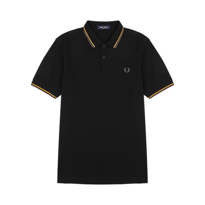 Shop Fred Perry M3600 Black Piqué Cotton Polo Shirt