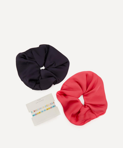 The Uniform Glass Beaded Bracelets And Oversized Satin Scrunchies Set In Multi