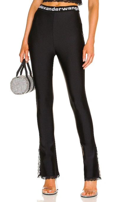 Alexander Wang T Lace-trimmed Stretch-jersey Flared Leggings In