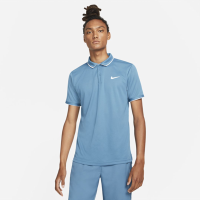 Shop Nike Court Dri-fit Victory Men's Tennis Polo In Rift Blue,white