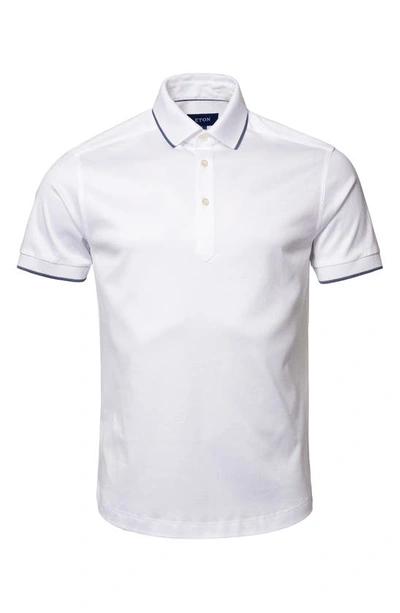 Shop Eton Contemporary Fit Filo Di Scozia Short Sleeve Polo In White
