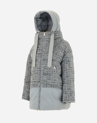 Shop Herno Oversize Soho & Satin Jacket In Grey