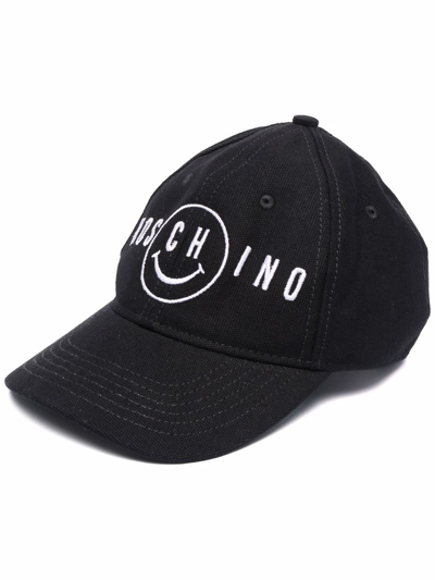 Shop Moschino Embroidered-logo Six-panel Cap In Black