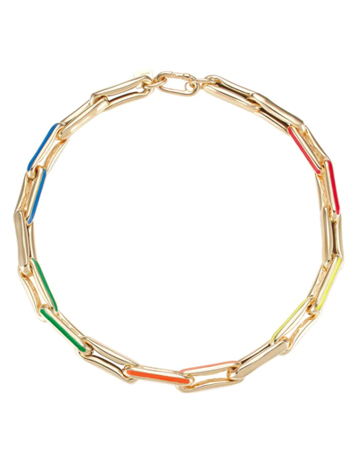 Shop Lauren Rubinski Women's 14k Yellow Gold & Enamel Large Chain Necklace