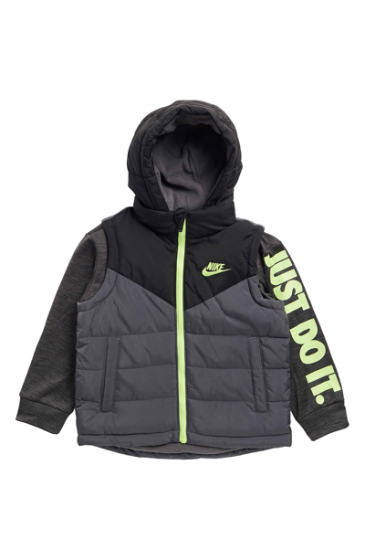 Shop Nike Kids' 2fer Puffer Jacket In Iron Gray