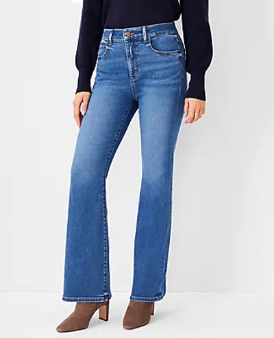 Shop Ann Taylor Petite Sculpting Pocket High Rise Boot Cut Jeans In Bright Indigo Wash - Curvy Fit