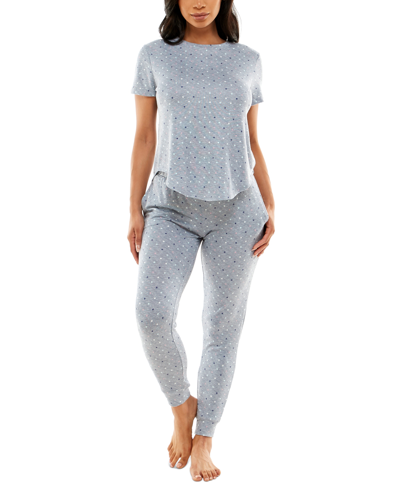 Shop Jaclyn Intimates Whisper Luxe Printed Pajama Set In Hole Punch Multi Tradewinds