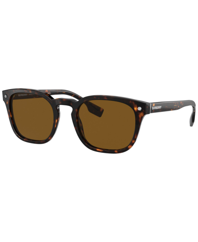 Shop Burberry Men's Polarized Low Bridge Fit Sunglasses, Be4329f Ellis 55 In Dark Havana
