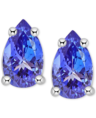 Macy's Tanzanite Pear-shape Stud Earrings (3/8 Ct. T.w.) In 14k White Gold (also In Emerald, Ruby & Sapphir In Tanzanite