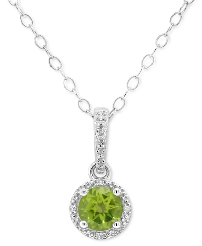Macy's Rhodolite Garnet (1 Ct. T.w.) & Diamond Accent Solitaire 18" Pendant Necklace In Sterling Silver (al In Peridot