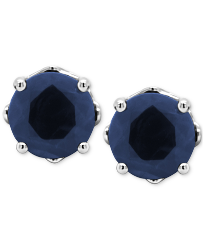 Macy's Sapphire Solitaire Stud Earrings (1-1/5 Ct. T.w.) In Sterling Silver (also In Ruby & Emerald) In Sapphire