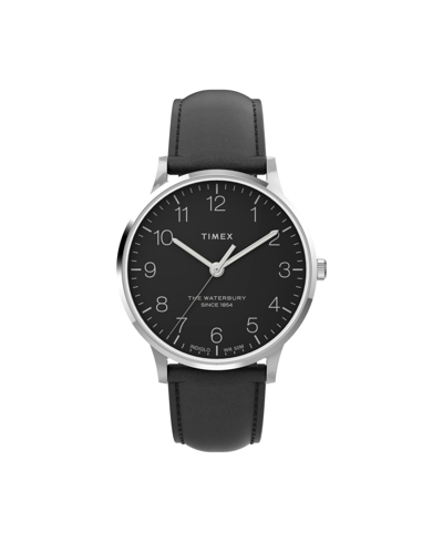 Shop Timex Men's Waterbury Black Leather Strap Watch 40 Mm