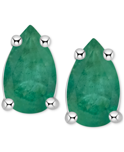 Macy's Tanzanite Pear-shape Stud Earrings (3/8 Ct. T.w.) In 14k White Gold (also In Emerald, Ruby & Sapphir In Emerald