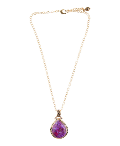 Shop Barse Women's Havana Bronze And Purple Turquoise Pendant On Chain Necklace