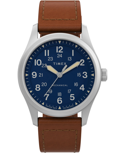 Shop Timex Men's Solar Brown Leather Strap Watch 41 Mm