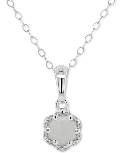 Shop Macy's Aquamarine Solitaire 18" Scalloped-edge Pendant Necklace (3/8 Ct. T.w.) In Sterling Silver (also In  In Opal