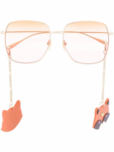 Shop Gucci Women's Gold Metal Sunglasses