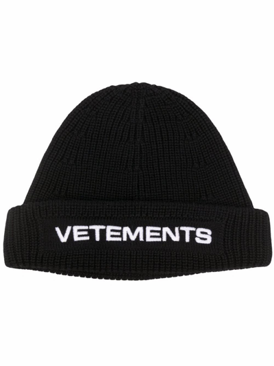Shop Vetements Men's Black Wool Hat