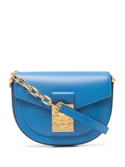 Shop Mcm Women's Blue Leather Shoulder Bag