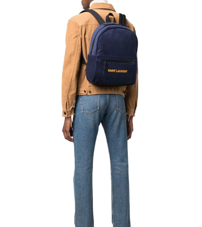 Shop Saint Laurent Men's Blue Cotton Backpack