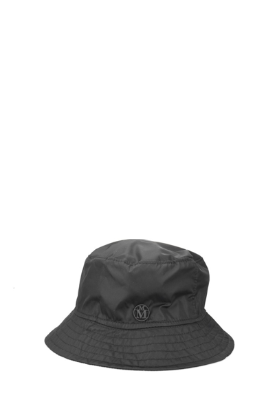 Shop Maison Michel Black Embossed-logo Plaque Bucket Hat