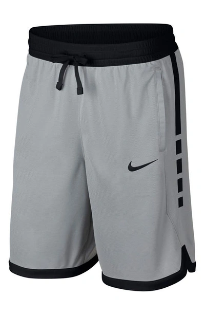 Shop Nike Dry Elite Stripe Basketball Shorts In Wolf Grey/ Black/ Black/ Black