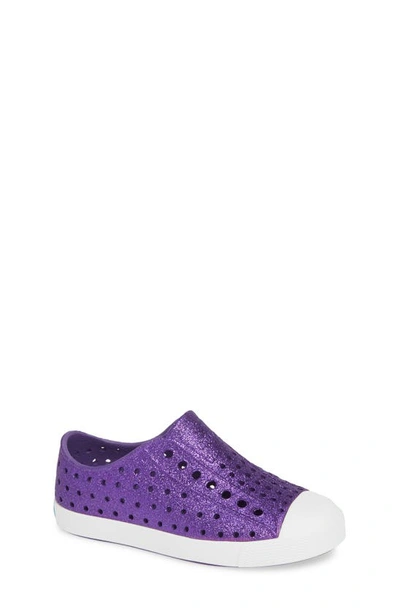 Shop Native Shoes Jefferson Bling Glitter Slip-on Vegan Sneaker In Starfish Bling/ Shell White