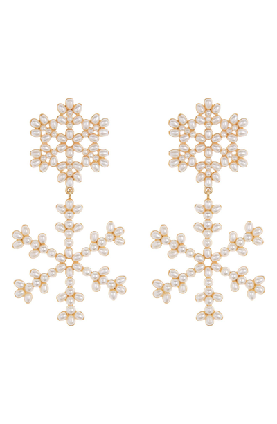 Shop Baublebar Snowflake Imitation Pearl Drop Earrings In White