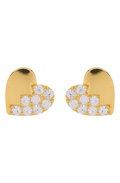 Shop Baublebar Enora Cz Heart Stud Earrings In Gold