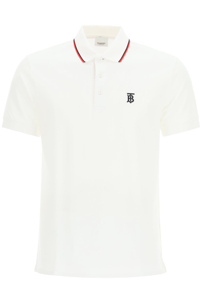 Shop Burberry Logo Embroidered Polo Shirt In White