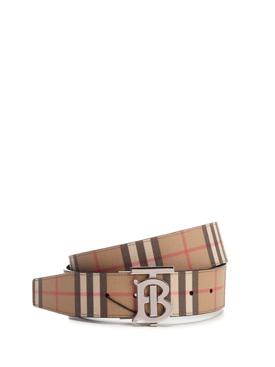 Shop Burberry Logo Plaque Vintage Check Belt In Multi