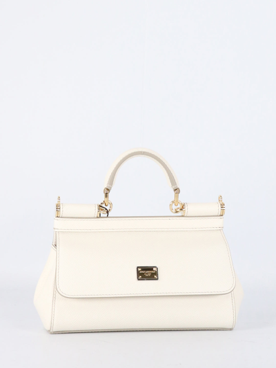 Shop Dolce & Gabbana Sicily Small Top Handle Bag In White