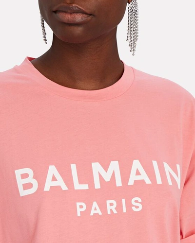 Shop Balmain Cotton Logo T-shirt In Pink