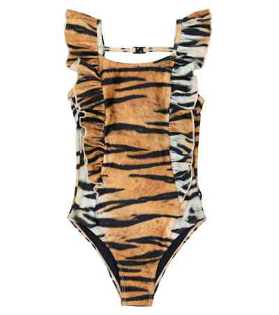 Shop Molo Nathalie Tiger-print Swimsuit In Tiger Stripes