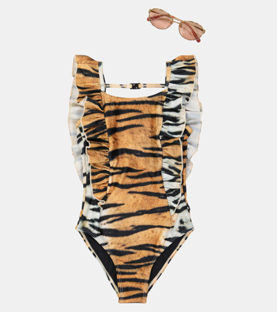 Shop Molo Nathalie Tiger-print Swimsuit In Tiger Stripes