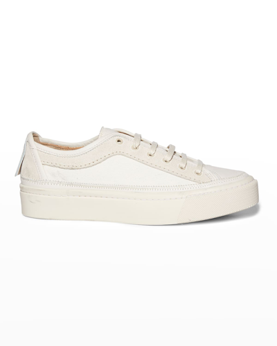 Shop Allsaints Milla Low-top Mixed Leather Sneakers In Cream