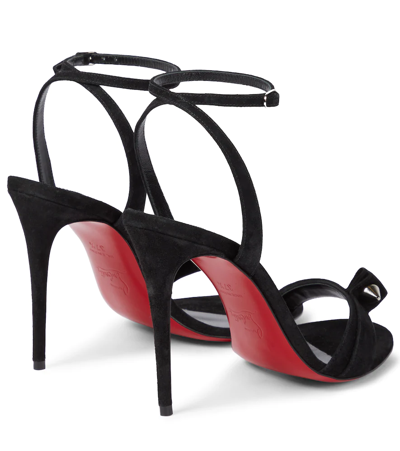 Shop Christian Louboutin Umberta 100 Suede Sandals In Black/lin Black