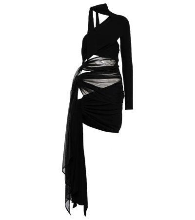 Shop Mugler Cutout One-shoulder Minidress In Black