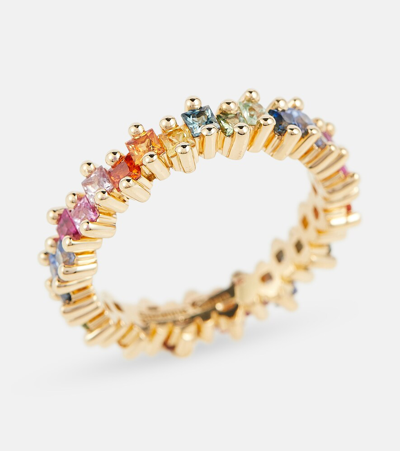 Suzanne Kalan Rainbow 18kt Gold Ring With Sapphires In Rainbow
