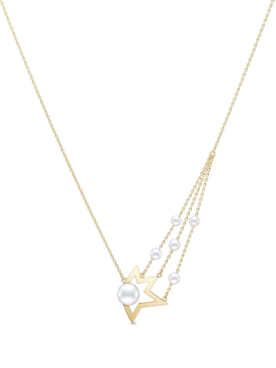 Shop Tasaki 18kt Yellow Gold Collection Line Comet Plus Pearl Necklace