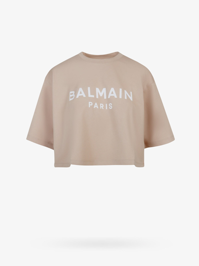 Shop Balmain T-shirt In Beige