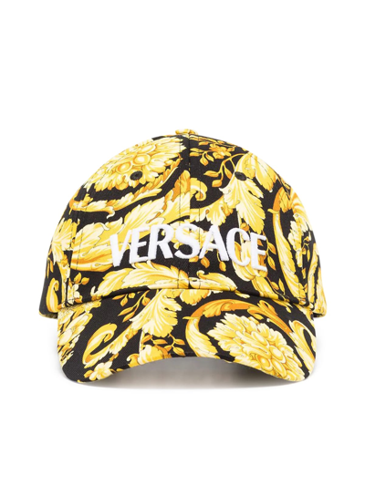 Shop Versace Baseball Cap In Black Gold